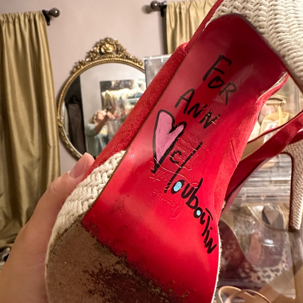Louboutin SIGNED! high heel sandals 36 1/2